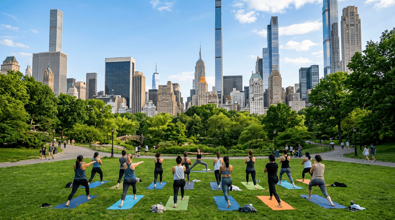 Central Park Yoga Class with a View in the Heart of New York City